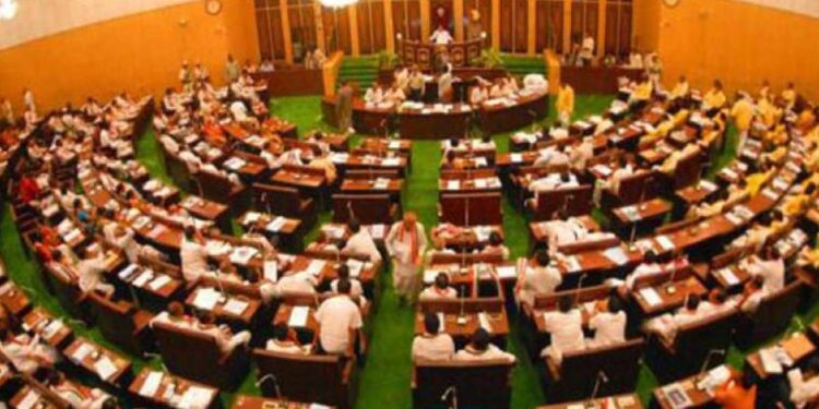 Andhra Pradesh Assembly building with lawmakers preparing for 2026-27 budget session