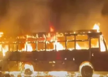 RTC bus fire incident near Naidupeta in Nellore district