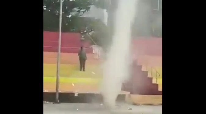 NTR Stadium whirlwind lifting dust and debris in Anakapalle