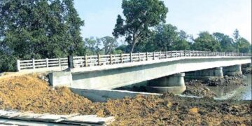 Vashishta River bridge under construction connecting island villages in Ambedkar Konaseema