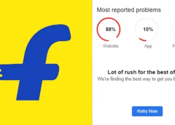 Flipkart website showing error during India outage February 2026