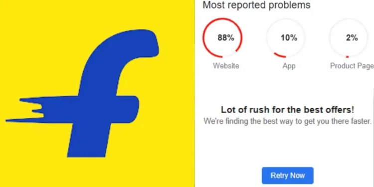 Flipkart website showing error during India outage February 2026