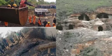 Rescue operations at coal mine explosion site in Meghalaya’s East Jaintia Hills