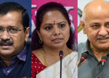 Kavitha celebrating clean chit in Delhi liquor policy case