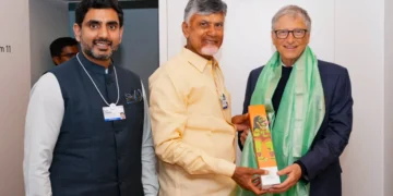 Bill Gates meeting Chandrababu Naidu in Amaravati Secretariat