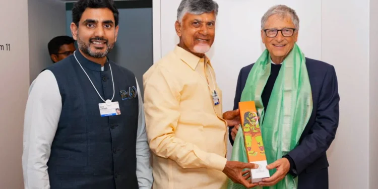 Bill Gates meeting Chandrababu Naidu in Amaravati Secretariat