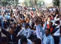 Workers and farmers protesting in India during nationwide strike