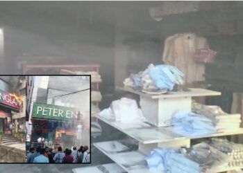 Fire at Peter England store in Pulivendula, Kadapa Peter England store fire