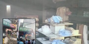 Fire at Peter England store in Pulivendula, Kadapa Peter England store fire