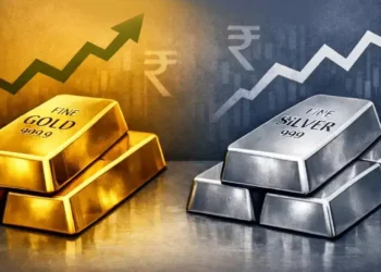 Gold bars and silver coins showing rising India gold prices
